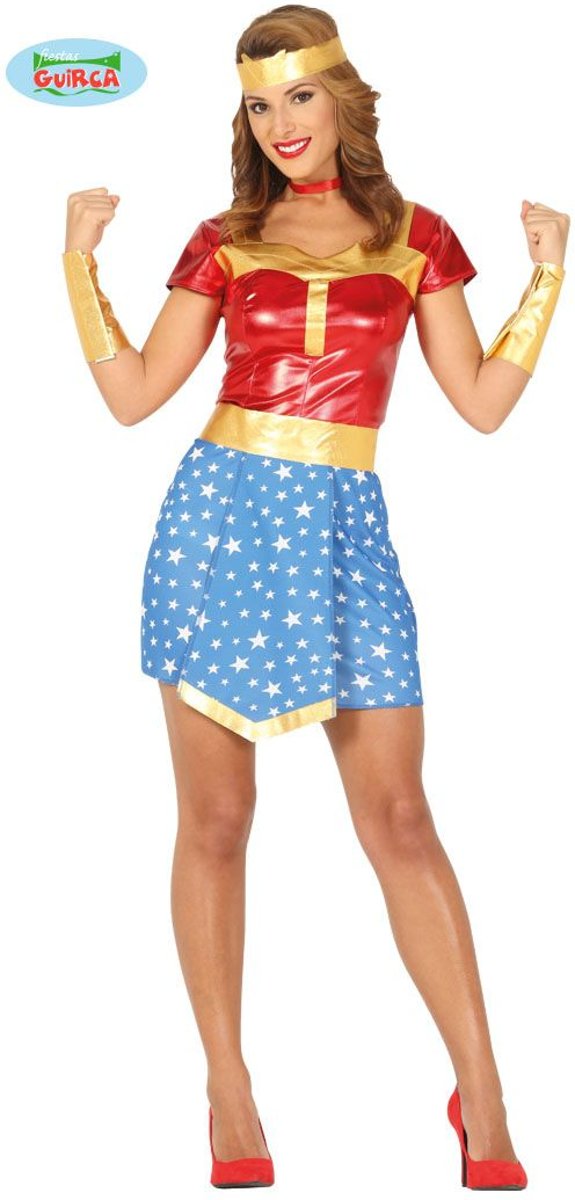 Wonderwoman Kostuum | Wonderlijk Sterke Superheldin | Vrouw | Maat 36-38 | Carnaval kostuum | Verkleedkleding